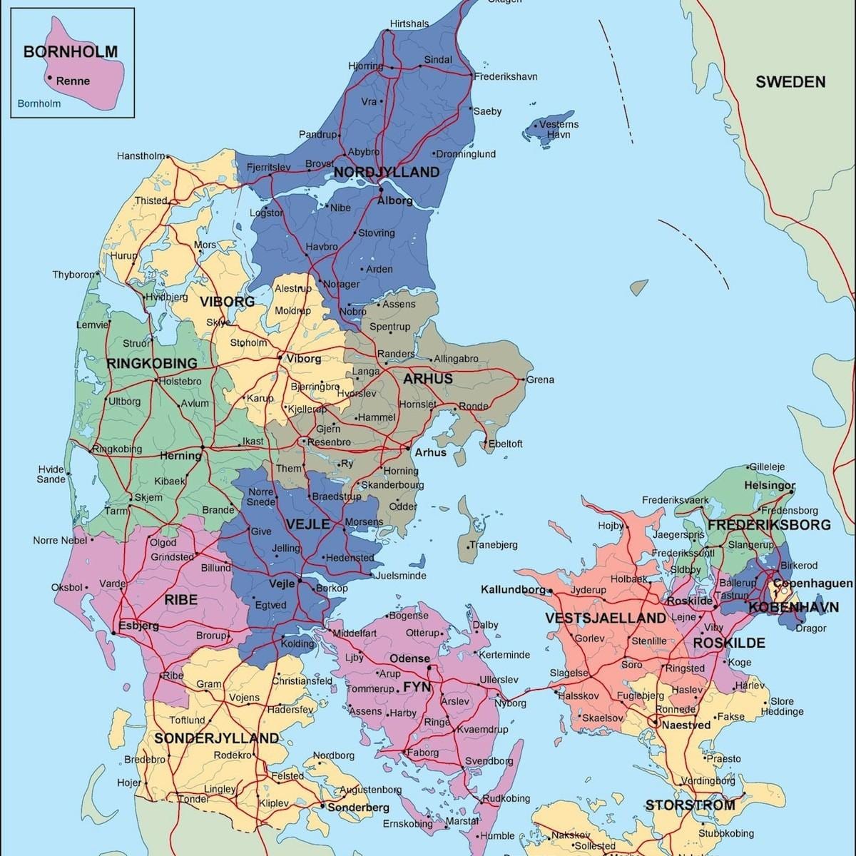 Bản đồ của đan mạch chính trị